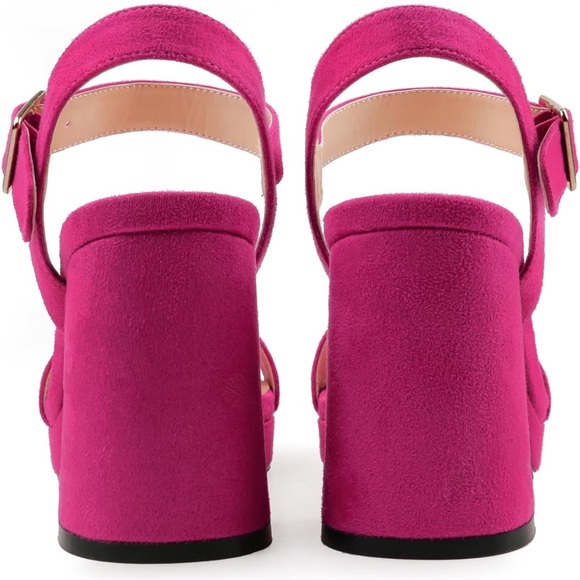 JOY IN LOVE Women's Chunky Platform High Heels Ankle Strap Block Heel Sandals - Picture 10 of 12